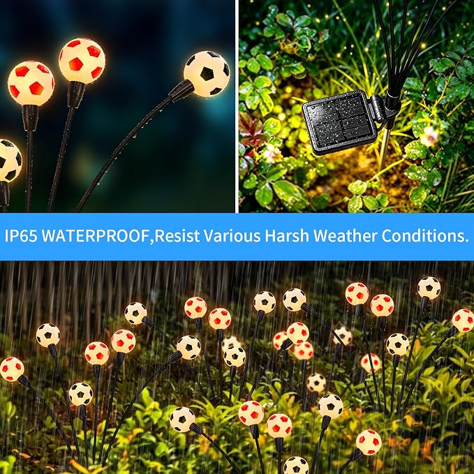 vignuto 2026 Solar Soccer Lights, 8 Packs 48LED, Solar Lights Outdoor Waterproof, World Cup Decorations, Garden Decor, Patio Decor, Unique Decor for Soccer Game.