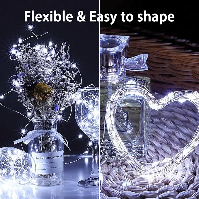 8 Pack Fairy Lights Battery Operated Twinkle Lights Remote Cool White | Total 160FT 480LED String Light, Timer & 8 Modes, Memory, Dimmable, Waterproof Battery Lights Indoor Outdoor Christmas Decor
