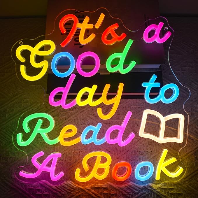 It's a Good Day to Read a Book Neon Sign Classroom Neon Lights for Wall Decor Reading Corner Led Sign Dimmable Library Signs for Bedroom Classroom Bookish Room Gift for Book Lovers