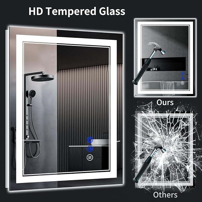 40"x36" LED Bathroom Mirror with Lights,Anti-Fog,3 Color Modes