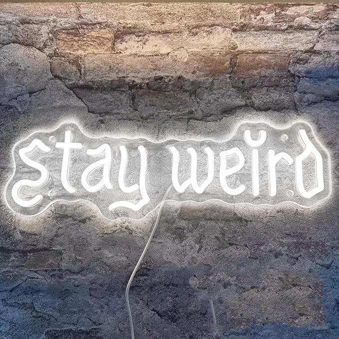 Stay Weird Neon Sign White Neon Signs for Wall Decor Neon Light Sign with USB Neon Lights LED Neon Sign for Bedroom Living Room Study Room LED Signs for Wall Decor