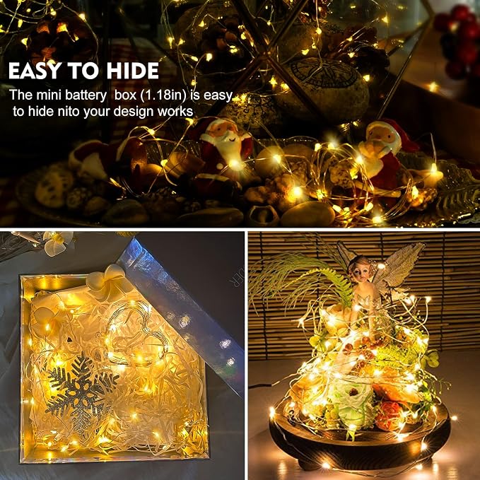 AIKEI 6 Pack LED Fairy Lights Battery Operated, Twinkle String Lights Waterproof 7 Feet 20 Led Firefly Starry Lamps for Wedding Party Bedroom Garden Halloween Christmas Decoration Warm White