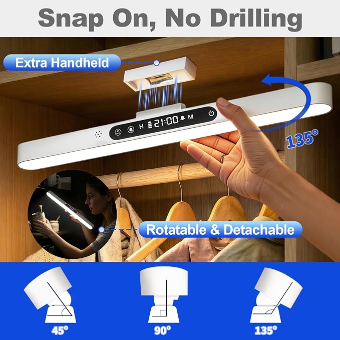 4000mAh 6W Rechargeable Light Bar, Wireless Closet Light | Magnetic Under Cabinet Lighting with Remote, 3-Color Dimmable No-Drill Battery Operated Lamp for RV, Bunk Bed, Kitchen, 2PK