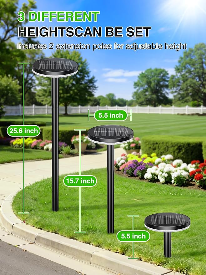 KOOPER 3X Larger & Taller Solar Pathway Lights Outdoor, 2 Pack Metal Solar Powered Garden Lights Waterproof, 2 Lighting Modes Adjustable Solar Landscape Path Lights for Outside Yard Walkway Driveway