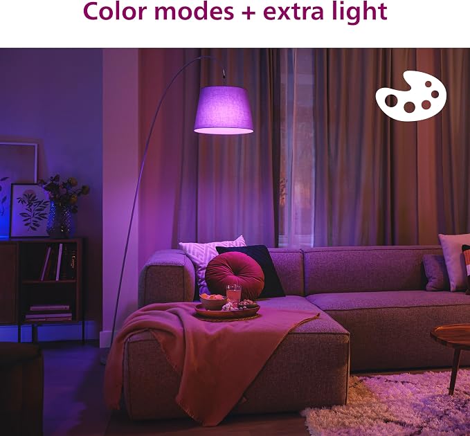 PHILIPS Smart 150W A23 LED Light Bulbs 4-Pack - Connects to Your Wi-Fi - E26- Control with Voice or App + Activate with Motion - Matter Compatible
