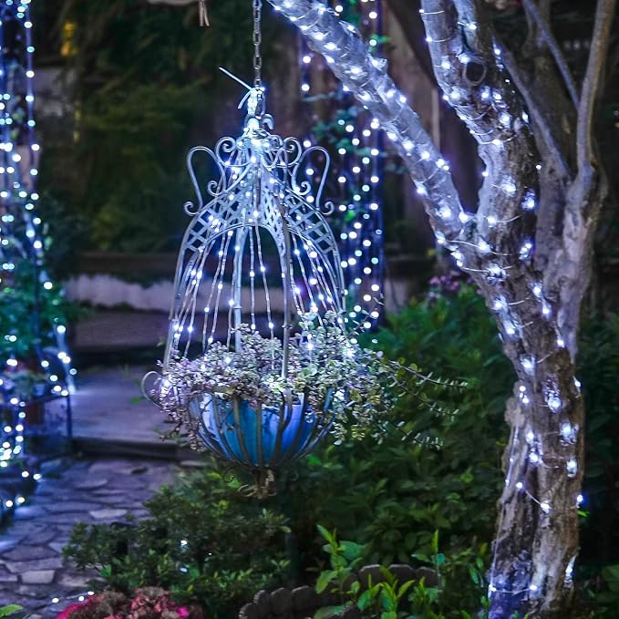 JMEXSUSS 66 ft 200 LED White Fairy Lights Plug in with 8 Modes | Christmas Light Outdoor Waterproof Twinkle Lights for Christmas Tree Decor Decor