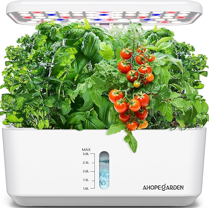Indoor Garden Hydroponics Growing System: 10 Pods Kit with LED | Plant Germination Kit Herb Vegetable Growth Lamp Countertop, Hydroponic Planter Grower Harvest Lettuce for Beginner Gardeners