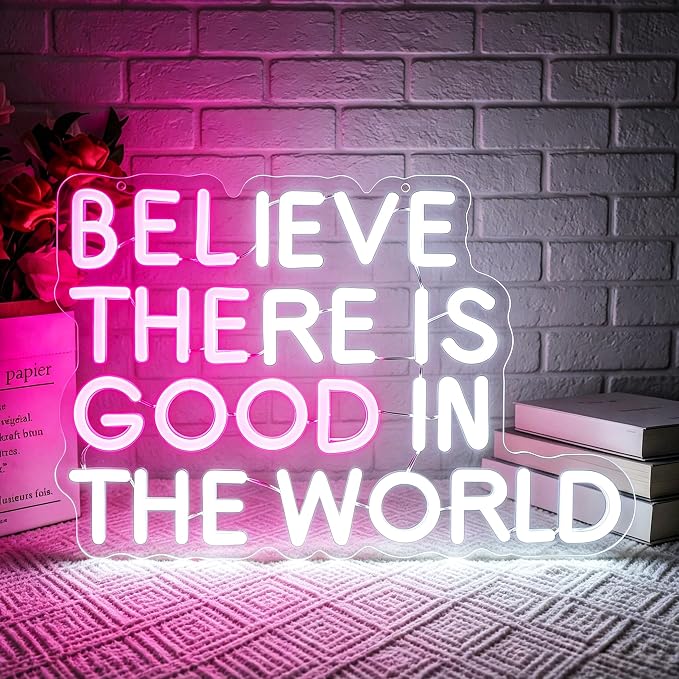 Positive Neon Lights Signs Neon Sign Led Sign Light for Wall Decor | Blieve There Is Good Neon Sign for Room Decor,Positive Decoration,Motivational Wall Decor,Gift,5V USB Powered