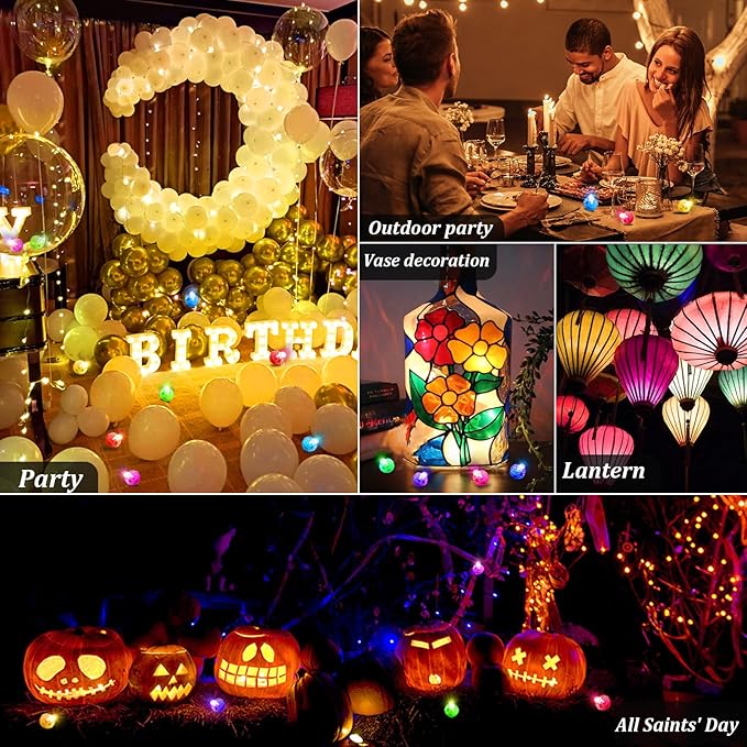 100pcs 10 Colors Balloon Lights Mini Led Lights Round Long Standby Time Multicolor Ball LampsPaper Lantern Balloons Lamps for Birthday Party Christmas Halloween Decoration Mixed Colors