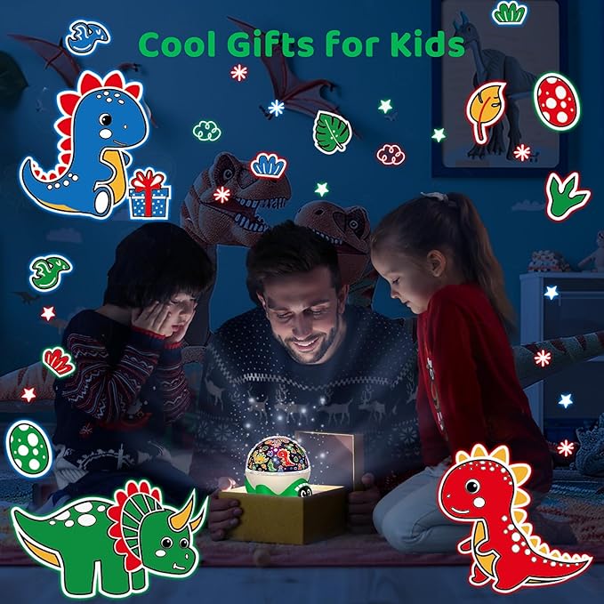 Dinosaur Night Light Projector for Kid Room | Dinosaur Toys for Kids 3-5 | Baby Light Projector with Music Timer and Remote Control Birthday Gifts for Boys