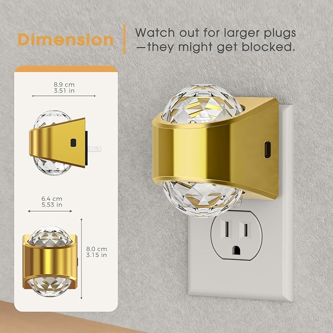 Night Light Plug into Wall, Color Changing Night Light for Kids | 3CCT Diamond Design with Star Projector, Dusk to Dawn Sensor for Nursery Bathroom Bedroom Gaming Room Decor Gift