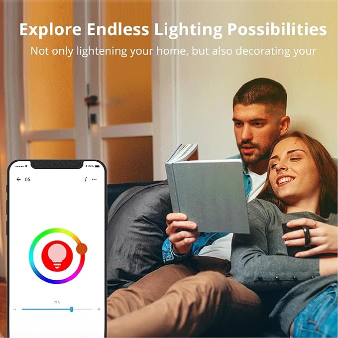 LED Smart Light Bulbs, Color Changing Light Bulb That Compatible with Alexa & Google Home, Smart Bulb, Preset Scene, Music Sync, A60 E26 2.4GHz RGBTW WiFi Bluetooth Light Bulb 9W, 806LM