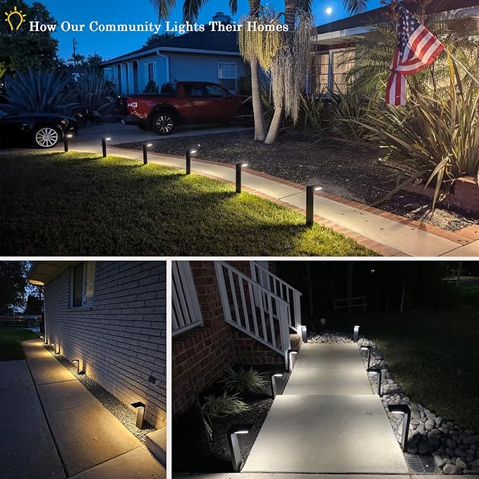 JOFIOS Solar Pathway Lights 8 Pack with Warm White and Cool White Mode, Modern Solar Path Lights Outdoor Waterproof, Perfect Solar Lights for Backyard, Lawn, Driveway, Walkway, Garden Decorative.