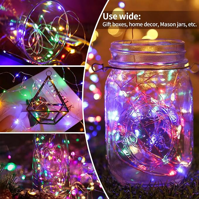ZGWJ 24 Pack Multicolor Fairy Lights, Mini String Lights | Battery Operated 7 FT 20 LED Waterproof 3 Modes for DIY, Parties, Wedding, Halloween, Christmas Decoration