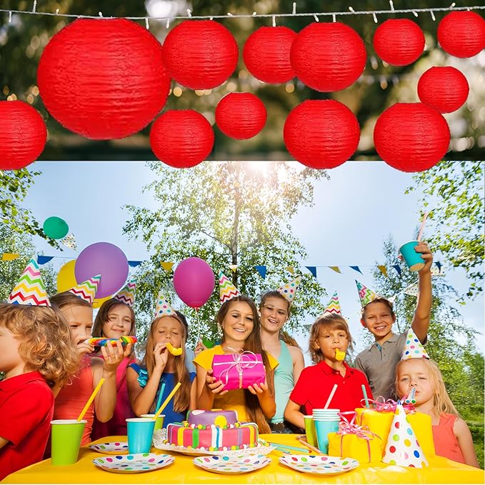 12Pcs Paper Lanterns 6”, 8”, 10”, 12”,Paperlanterns Party Decoration, White Paper Lanterns for Wedding, Bridal, Birthday, Outdoor, Home, Garden, Holiday and Party.