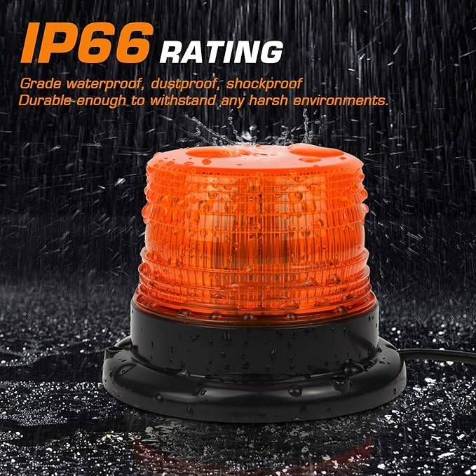 LED Strobe Light, 12V-24V Amber 40 LED Warning Safety Flashing Beacon Lights with Magnetic and 16 ft Straight Cord for Vehicle Forklift Truck Tractor Golf Carts UTV Car Bus