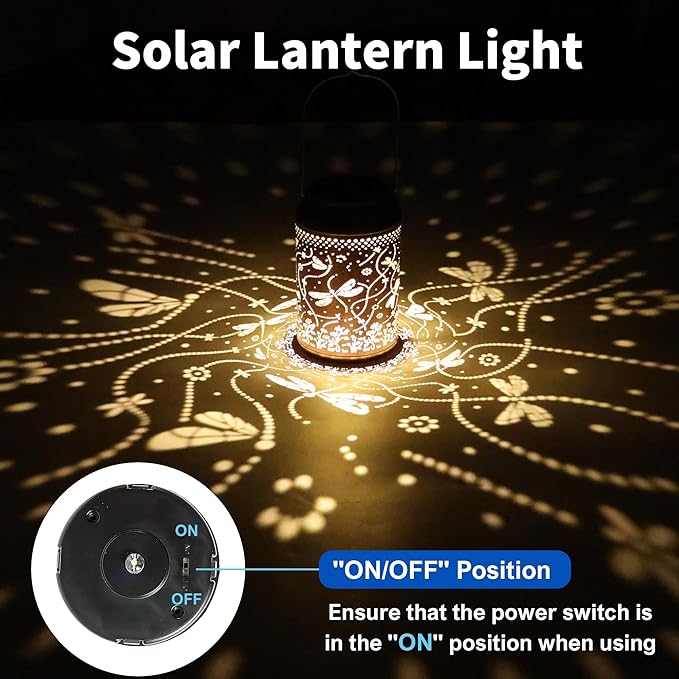 Solar Lanterns Outdoor Waterproof,Dragonfly Solar Lantern Gift for Women Girl Mom Grandma ,High-Strength Metal Hanging Solar Lantern for Yard,Garden,Porch Landscape Deconrations-2 Pack