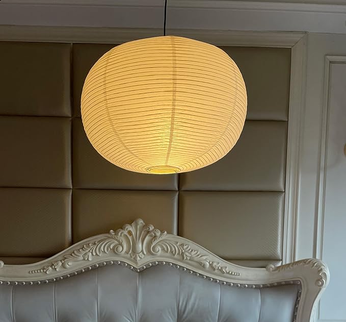 Large Paper Lantern, Beige Apple Lamp Shade, Bohemian Style Lantern Pendant Light Shade, Suitable for Indoor Ceiling Decor (19.69)