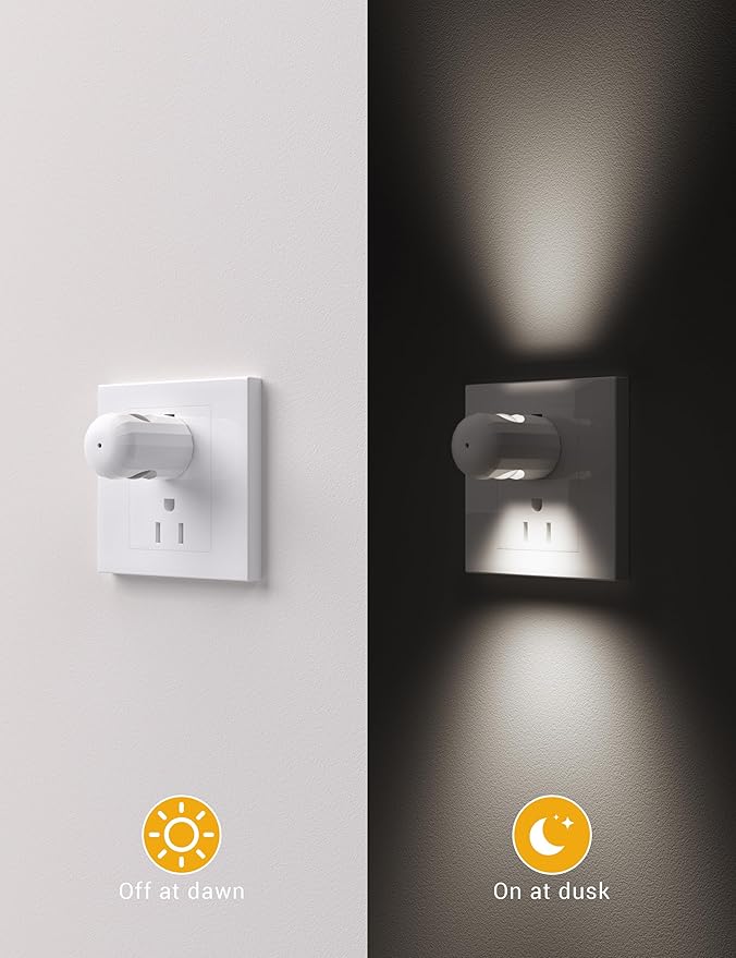 6 Pack LED Night light plug into wall Plug in Night Light, Automatic Dusk to Dawn Sensor, Wall Outlet Nightlight (3000K Soft white),for Kids, Kitchen, Hallway, Bathroom, Bedroom,Non-Dimmable,Hallway
