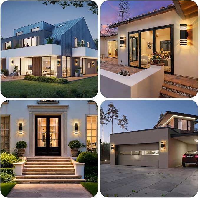 LMP Dusk to Dawn Outdoor Lighting,Aluminum IP65 Waterproof Wall Porch Light | Up and Down, 3000K 5W G10 Bulbs Included, ETL Certified, Outside Wall Exterior Lighting Fixtures for House,Front Door,Garage