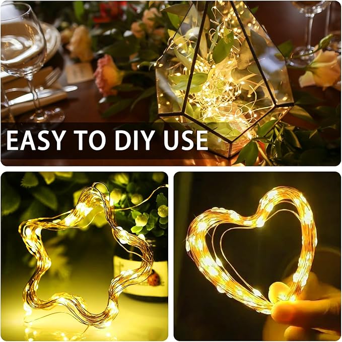 12 Pack Warm White Fairy Lights Battery Operated, 7ft 20 LED Mini String Twinkle Lights for Christmas Halloween Mason Jars Centerpiece Table Decorations (12, Warm White)