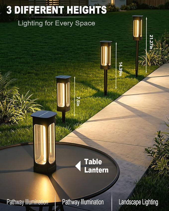 2026 Solar Lights Outdoor，6Pack Solar Pathway Lights Auto On/Off Waterproof Garden Landscape Lighting for Path, Yard, Walkway, Driveway Decor (Warm White)