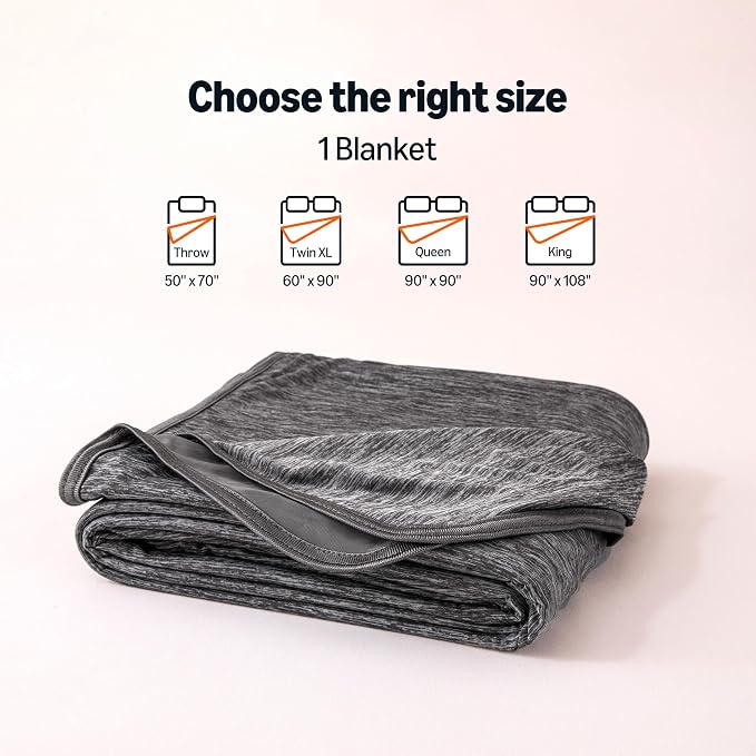 Amazon Basics Cooling Blanket for Hot Sleepers, Reversible Lightweight Thin Throw Blanket for Bed, Couch and Sofa, Throw (50" x 70"), Dark Gray