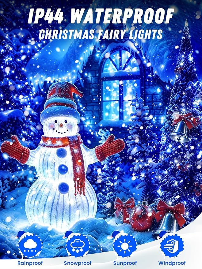 4 Pack 60 LED Fairy Lights Battery Operated with Timer, String Lights Blue | 20 FT, Cuttable Copper Wire, Waterproof Battery Lights for Indoor Outdoor, Wedding, Birthday, Bedroom, Christmas Decorations