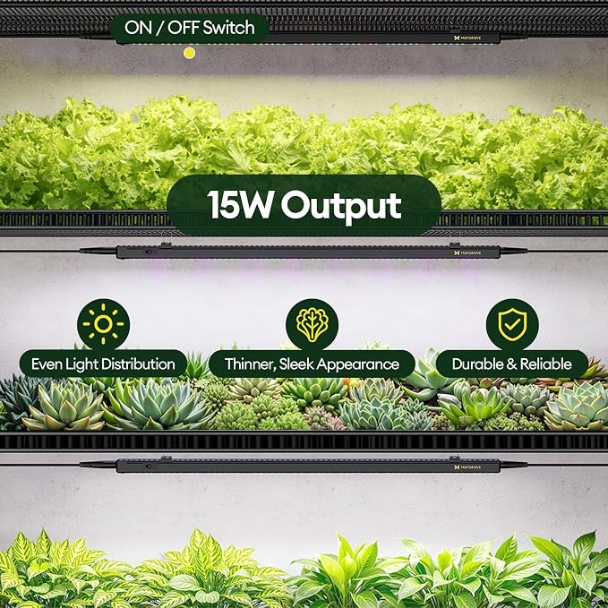 Plant Grow Light 2ft, Tunable Full Spectrum LED Grow Light Strips 60W (4 x 15W), T5 Growing Lamp with Timer & Dimming Controller for Indoor Plants, Greenhouse, High PPFD, 4-Pack