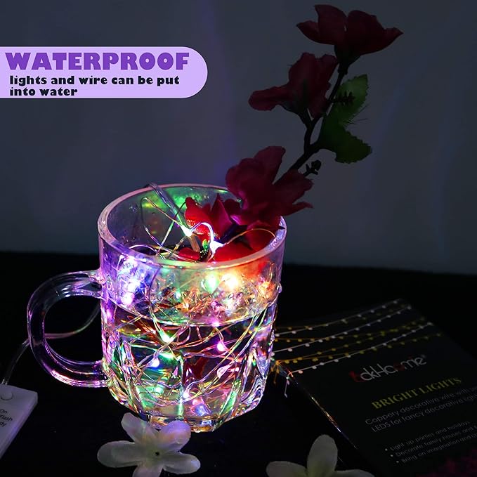 12 Pack Fairy Lights Battery Operated with Timer 6.5feet Silver Wire 20 LEDs Waterproof 8 Modes Twinkle Lights,Garden Bedroom Wedding Christmas Party Mason Jar Decor Celebration Lighting (Multicolor)