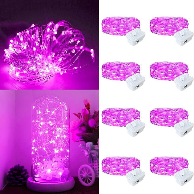 8 Pack Fairy Lights Battery Operated, 7ft 20 LED 3 Modes Speed Twinkle Mini String Lights Waterproof Silver Wire Firefly Starry Lights for Mason Jars Wedding Party Christmas Decorations