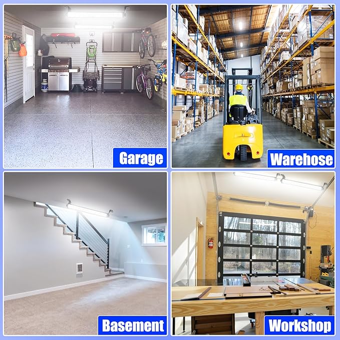 40W LED Shop Lights, 4800LM 6500K Shop Light Bar with 6.6ft Cord/Plug/Switch, Daylight White Work Light for Garage Workshop Warehouse Basement Workbench Carport Indoor(6 Pack)