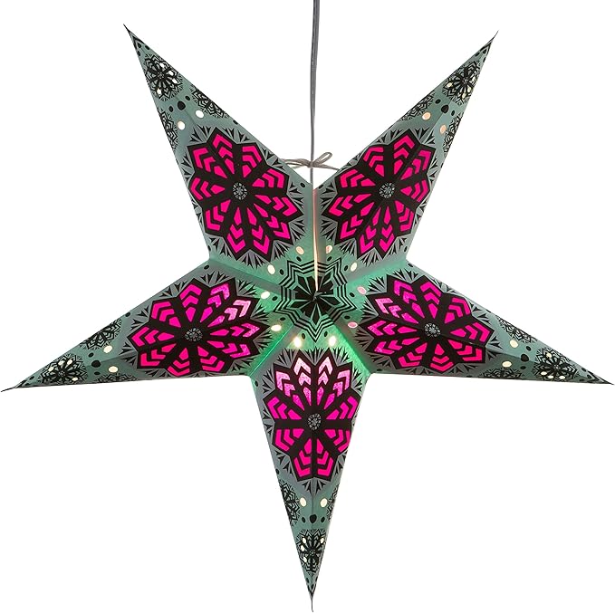 Snowflake Paper Star Lantern with 12 Foot Power Cord Included