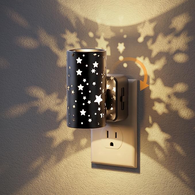 JandCase Night lights Plug into Wall, Starlight Night Light for Kids | Dusk to Dawn Sensor, 0-100LM Adjustable Brightness, 3000K Soft White, 180° Rotating Vintage Plug in Night Light for Bedroom