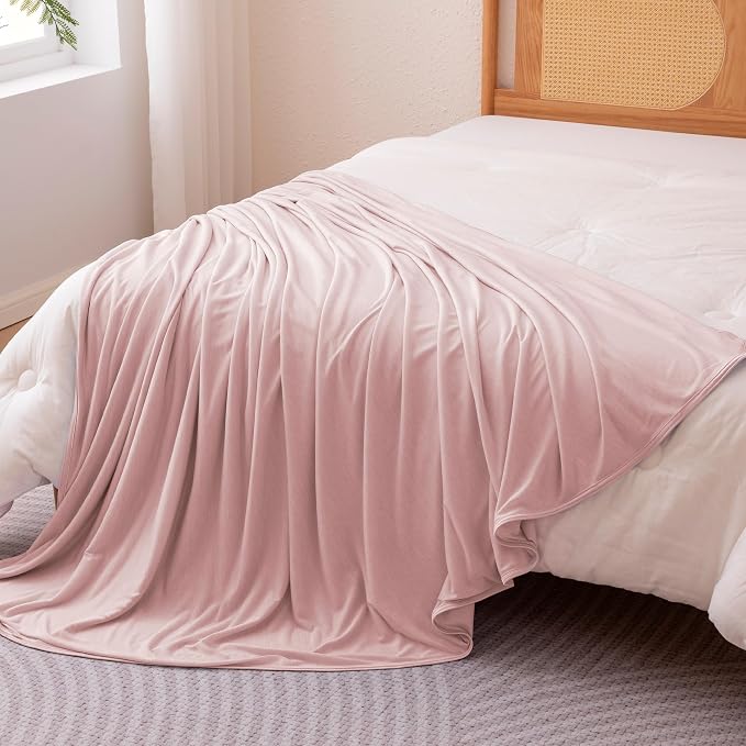 Amazon Basics Cooling Blanket for Hot Sleepers, Reversible Lightweight Thin Throw Blanket for Bed, Couch and Sofa, Twin XL (60" x 90"), Pink