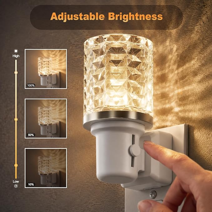 JandCase LED Night Light, Dimmable Nightlight Plug in 2 Pack,Dusk to Dawn | Modern Nightlight, Auto On Off Light Sensor, 3000K Soft White Night Light 0-100LM Brightness, Bathroom Hallway Bedroom Decor