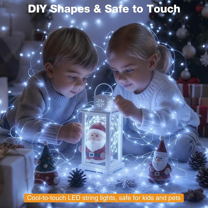 8 Pack 16FT 50 LED Fairy Lights Battery Operated with Timer, 8 Modes USB Mini Twinkle Light, Small String Lights for Wreath Vase Bedroom DIY Wedding Party Decorations-Cold White