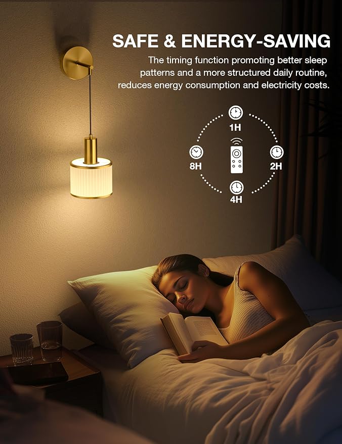 Battery Operated Wall Sconce Set of 2, Gold & Off-White Wireless Rechargeable Wall Lights with 5200mAh Dimmable Detachable Bulbs and Remote, 9 Colors Sconces Wall Decor for Bedroom Living Room