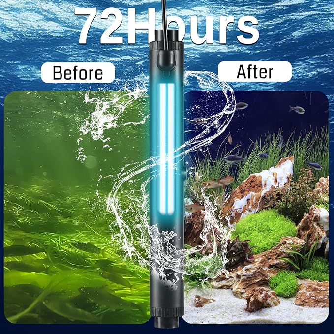 Sainsmart XpertMatic Aquarium Clean Light, High-Efficiency Fish Tank Clean Light with Timer, Submersible Light for 40-528 Gallon Fish Tank and Aquariums