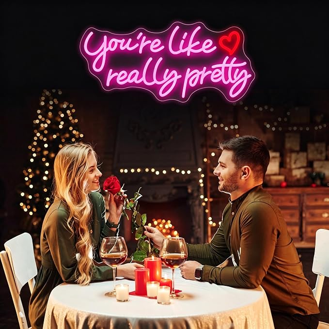 You're Like Really Pretty Neon Signs for Wall Decor, 21 * 9.25 Inches | Hot Pink Neon Lights Light Up Sign for Bedroom, Home Decor, Birthday, Wedding,Bacelorette Party, Gift
