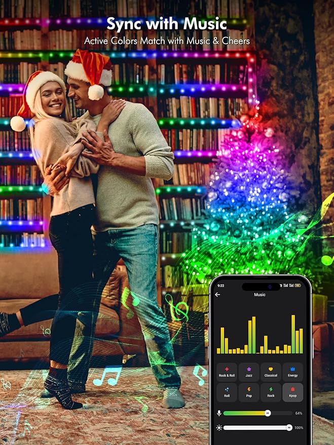 Brizled Smart Fairy Lights, 66FT 200 LED St. Patrick's Day Green String Lights WiFi Smart App & Voice Controlled, RGB Color Changing Mini Christmas Light Dimmable for Halloween Xmas Easter July 4th