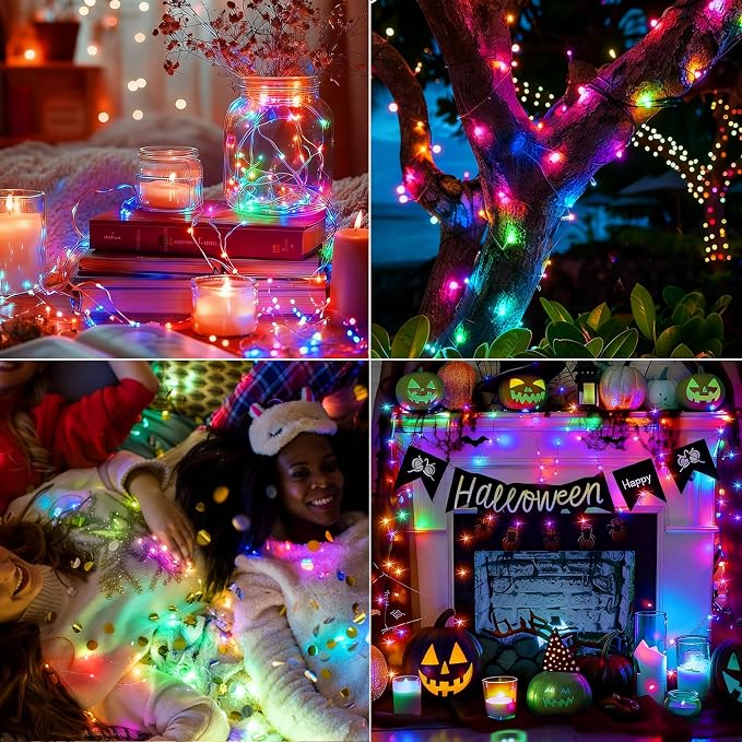 50 Pack Fairy Lights Battery Operated, 7ft 20 LED 3 Modes Speed Twinkle Mini String Lights Waterproof Silver Wire Firefly Starry Lights for Mason Jars Wedding Party Christmas Decorations