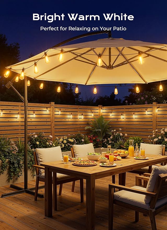 Brightown 76FT Solar String Lights Outdoor Waterproof, 26Hrs Runtime | 23+1 LED Bulbs, USB & Solar Powered, Remote Control & Dimmable Timer, Ideal for Backyard, Garden, Camping & Party Decor