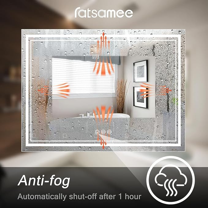 Ratsamee 72x32 Inch Led Mirror for Bathroom with Front Light and Backlit, Bathroom Mirror with Led Lights, Vanity Mirror with Lights for Wall, Anti-Fog, Dimmable, Memory Function, Tempered Glass