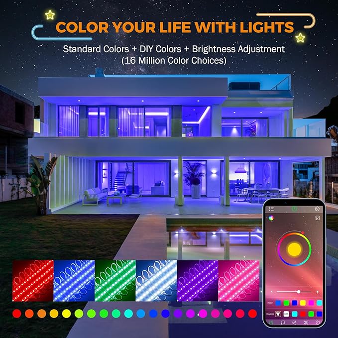 BEAMNOVA 40Ft RGB Commercial LED Storefront Lights Kit, Bluetooth App Control, with Remote, DC 12V Power Supply Transformer, Adhesive Waterproof Strip Light Modules