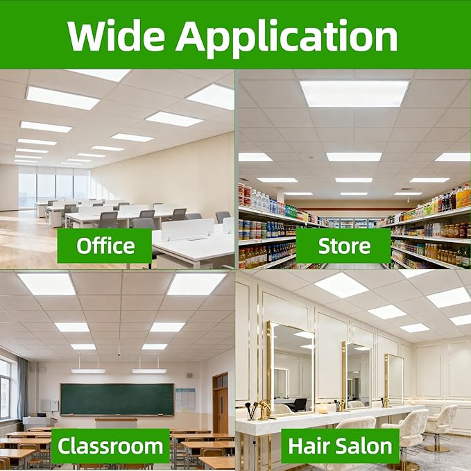WYZM 2X4 LED Flat Panel Light,4 Pack,0-10V Dimmable,7800 Lumens,5000K White Color,LED Recessed Edge-Lit Troffer Fixture Light,Commercial Lighting Shop Warehouse Office,ETL Certificated