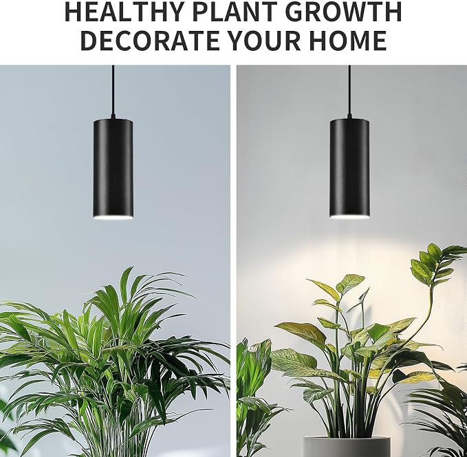 4" Pendant Lights Kitchen Island, 25W Cylinder Hanging Lights with Dipswitch, Modern Eye Care Led Pendant Lamp fixtures for Bedroom, Living Room, Office (Black, 2 Pcs)
