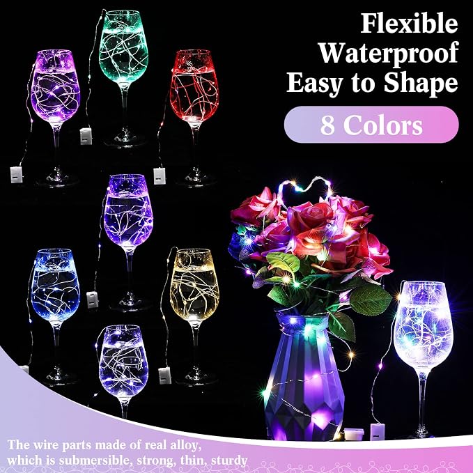 150 Pack LED Fairy Lights Colored Battery Operated String 3 Speed Modes 7 ft 20 LED Starry Wedding Decoration Waterproof Wire Twinkle Light for DIY Jar Bedroom Party Supplies (Multi Color)