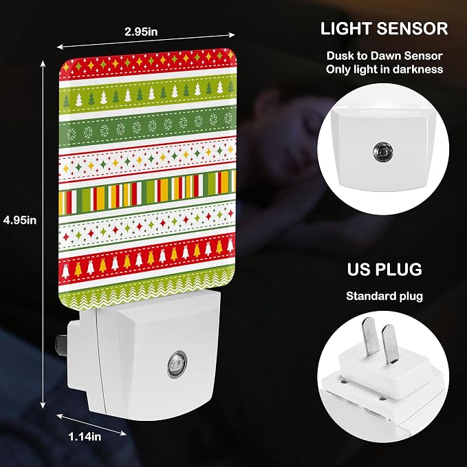 LED Night Light Lamp with Smart Sensor Dusk to Dawn Sensor,Bright Christmas Ribbons Night Light Daylight White,0.5W Plug-into Wall for Adults,Bedroom,Bathroom,Hallway,Kitchen