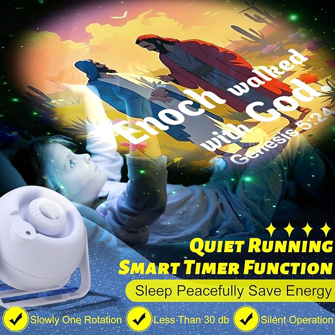 Bible Verses Projector Galaxy Projector Includes 6 Interchangeable Christian Discs Night Light Set Project Religious on Walls or Ceilings for Gift